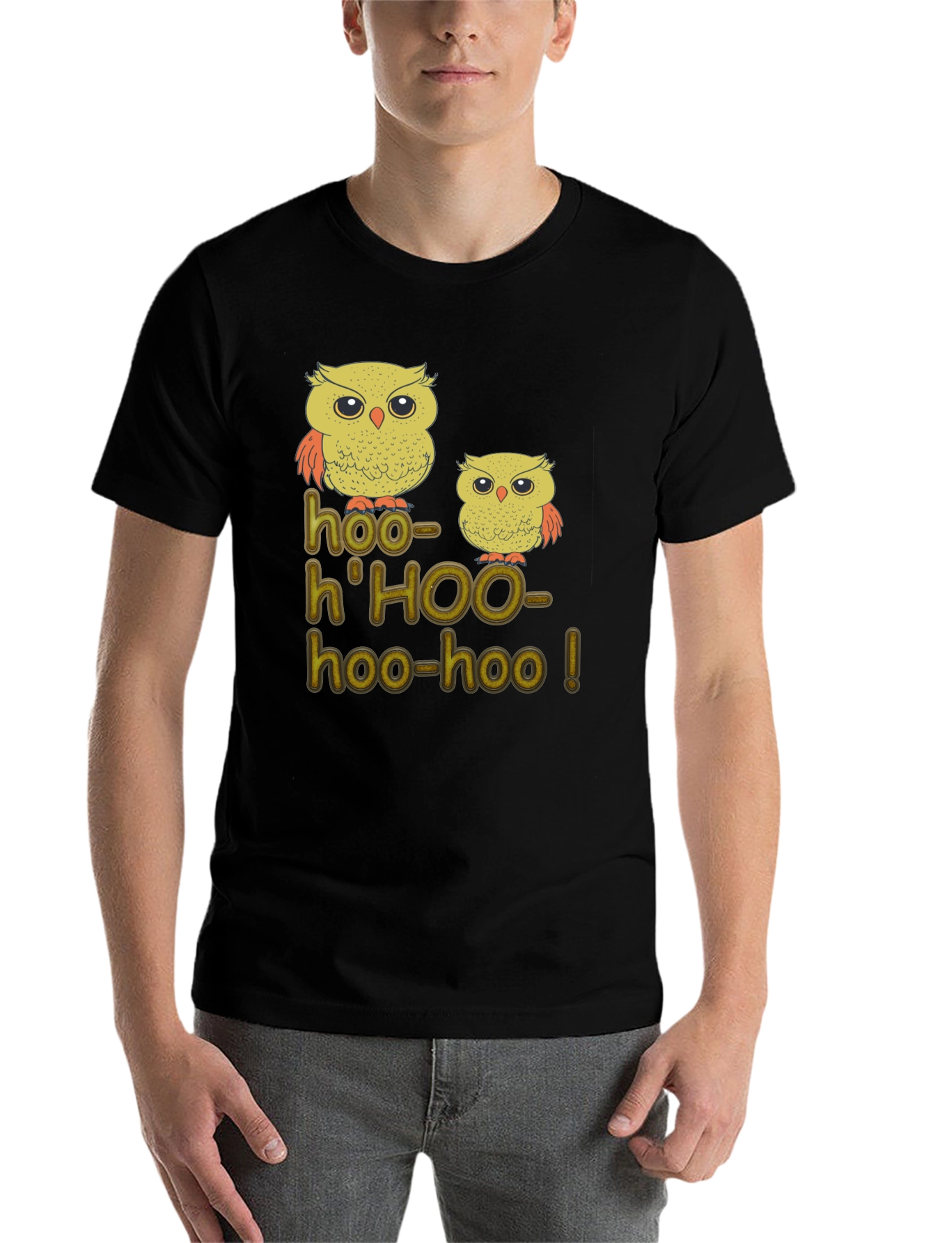 Black Owl Hoo-Hoo! Black Graphic T-Shirt view 7