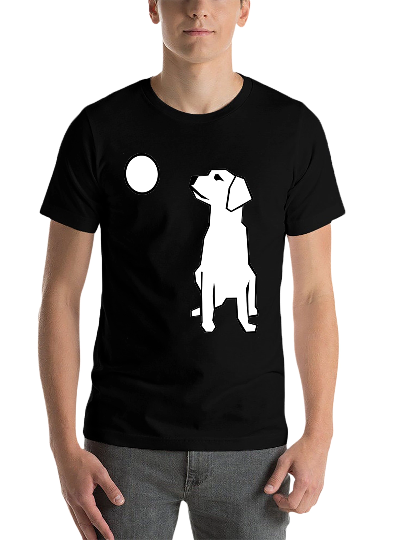 Black Modern Dog Graphic T-Shirt - Black Casual Tee view 7