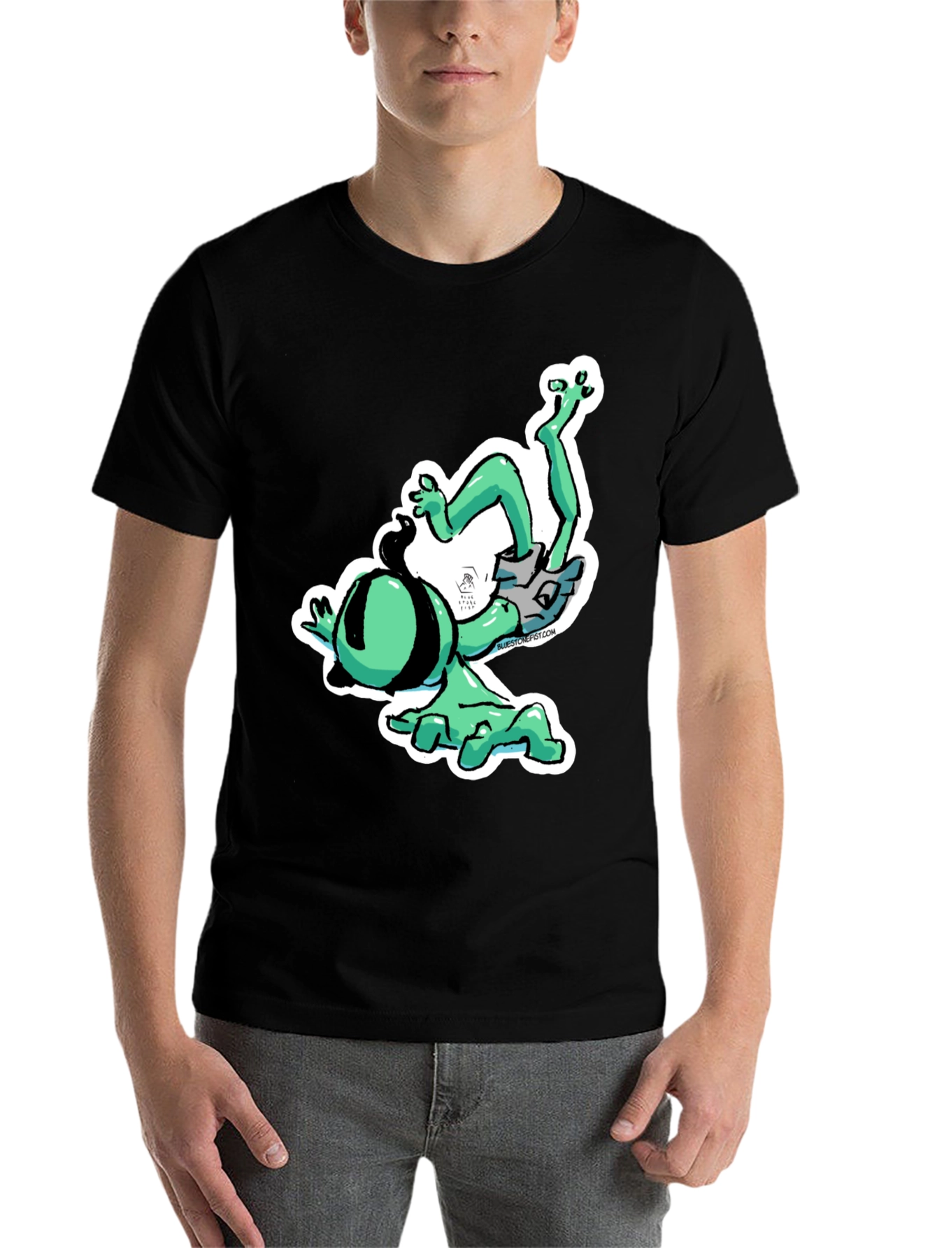 Black Funky Cartoon Alien T-Shirt - Black Cotton Blend view 7