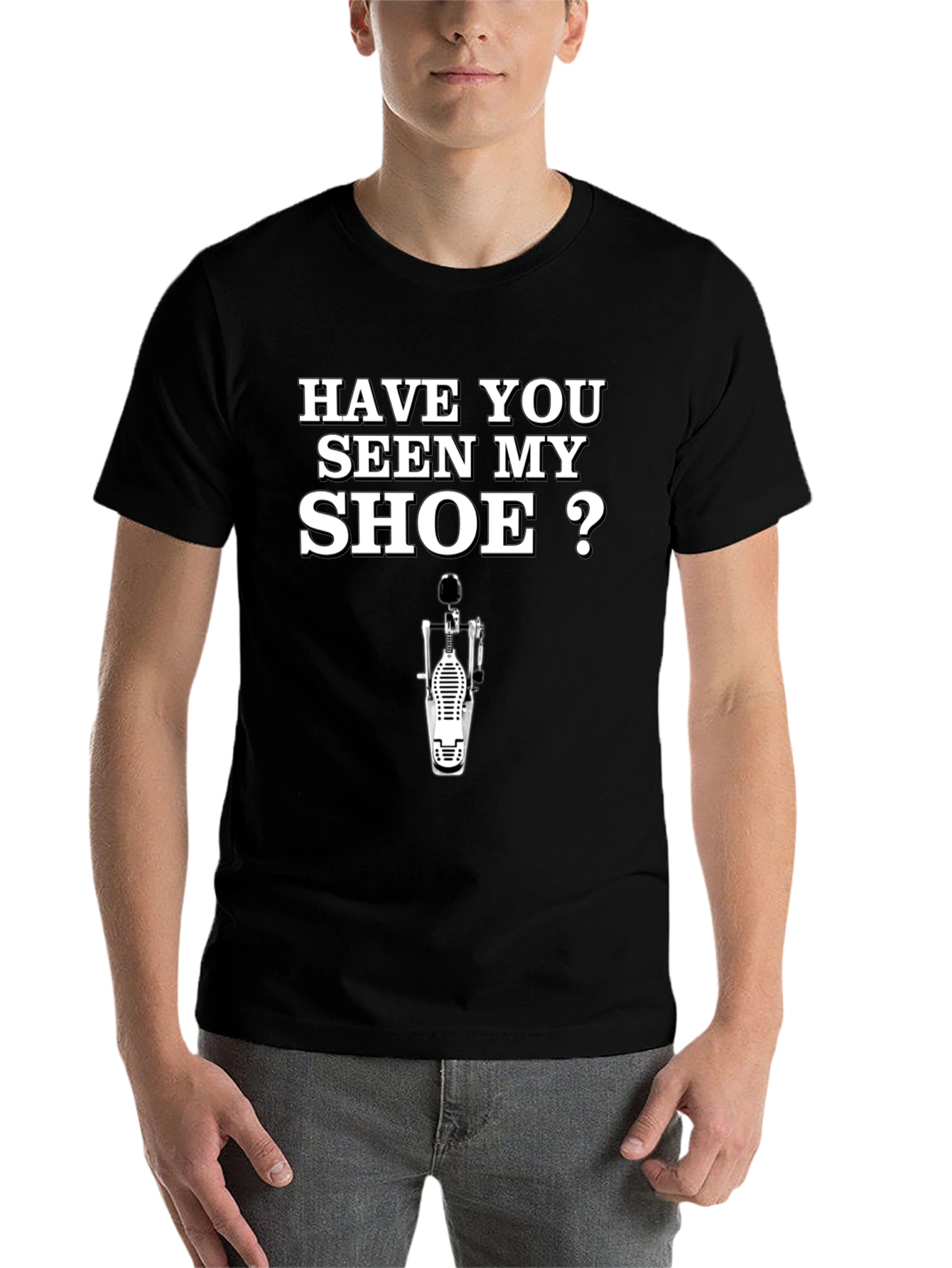 Black Funny Drummer T-Shirt - Have You Seen My Shoe? view 7