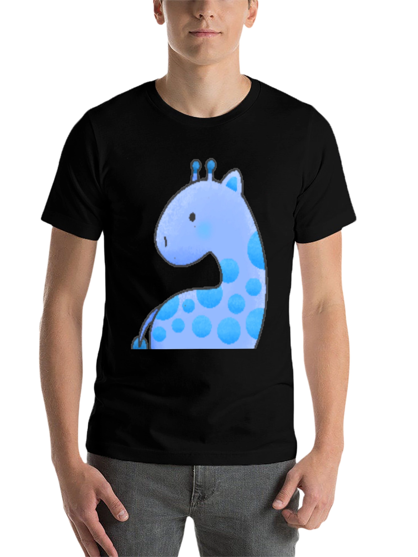Black Blue Giraffe Graphic Tee - Soft & Stylish view 7