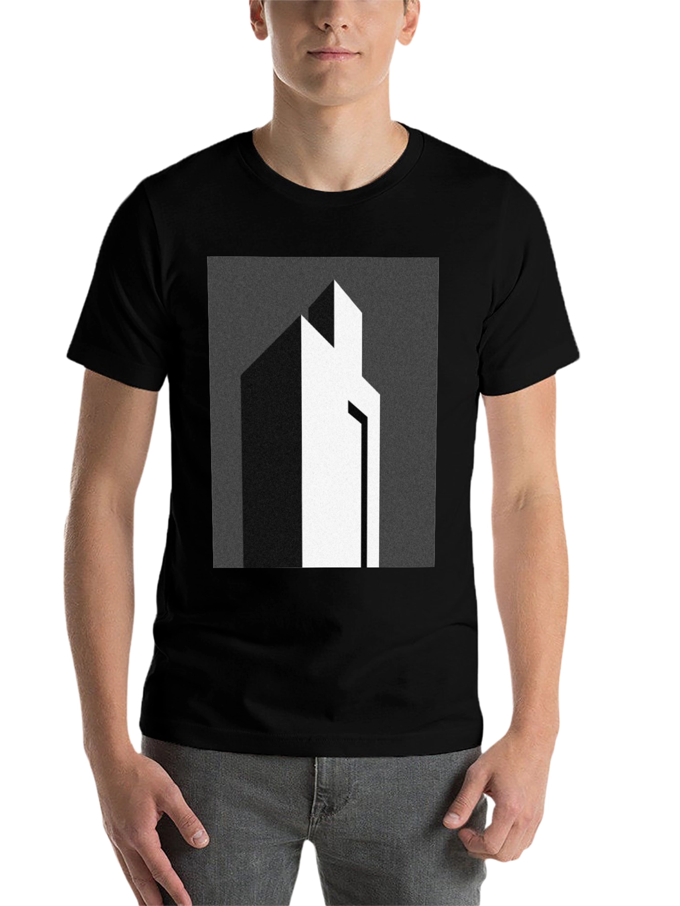Black Modern Abstract Graphic Print Tee view 7