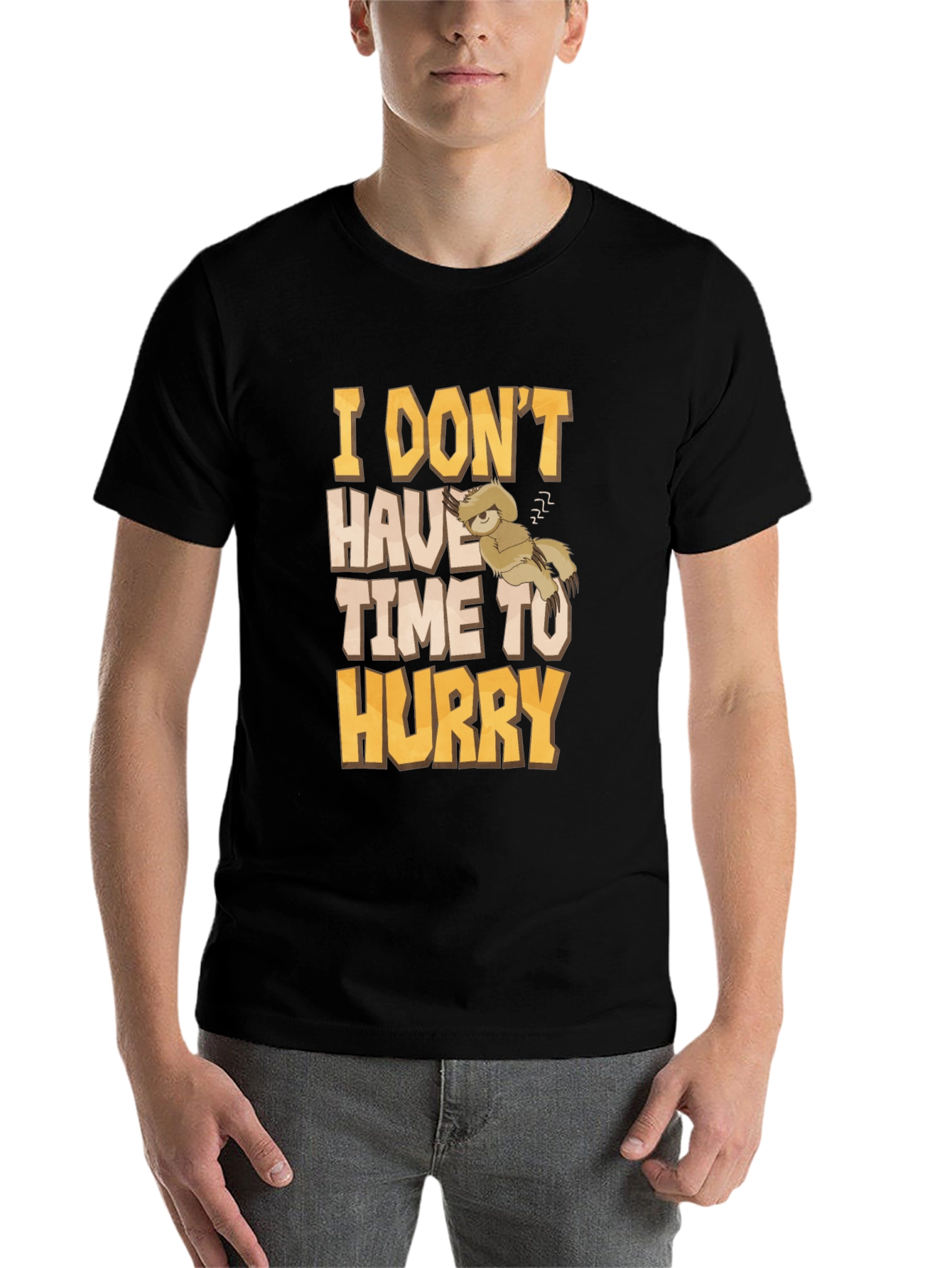 Black Funny Sloth Graphic T-Shirt - I Don't Have Time to Hurry view 7