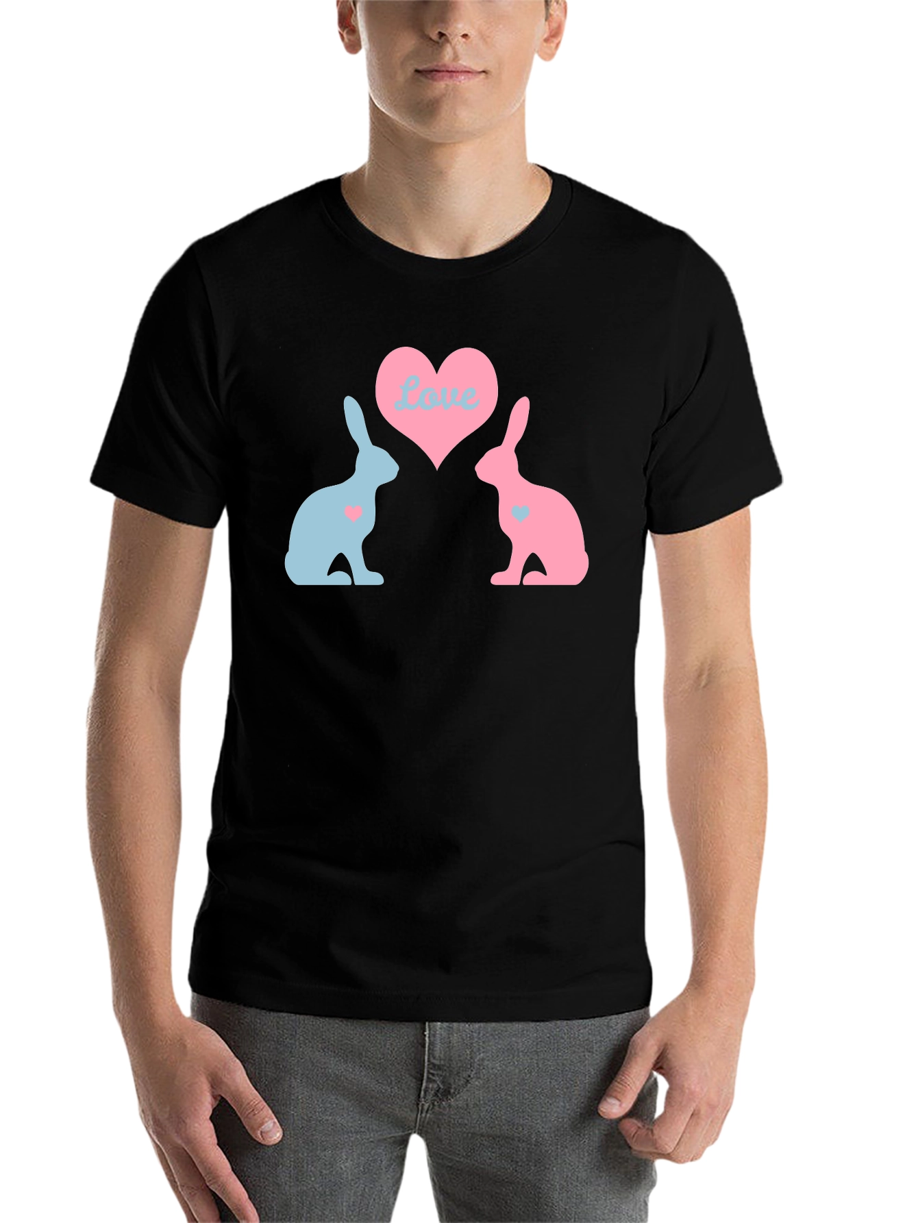 Black Love Bunnies Black T-Shirt view 7