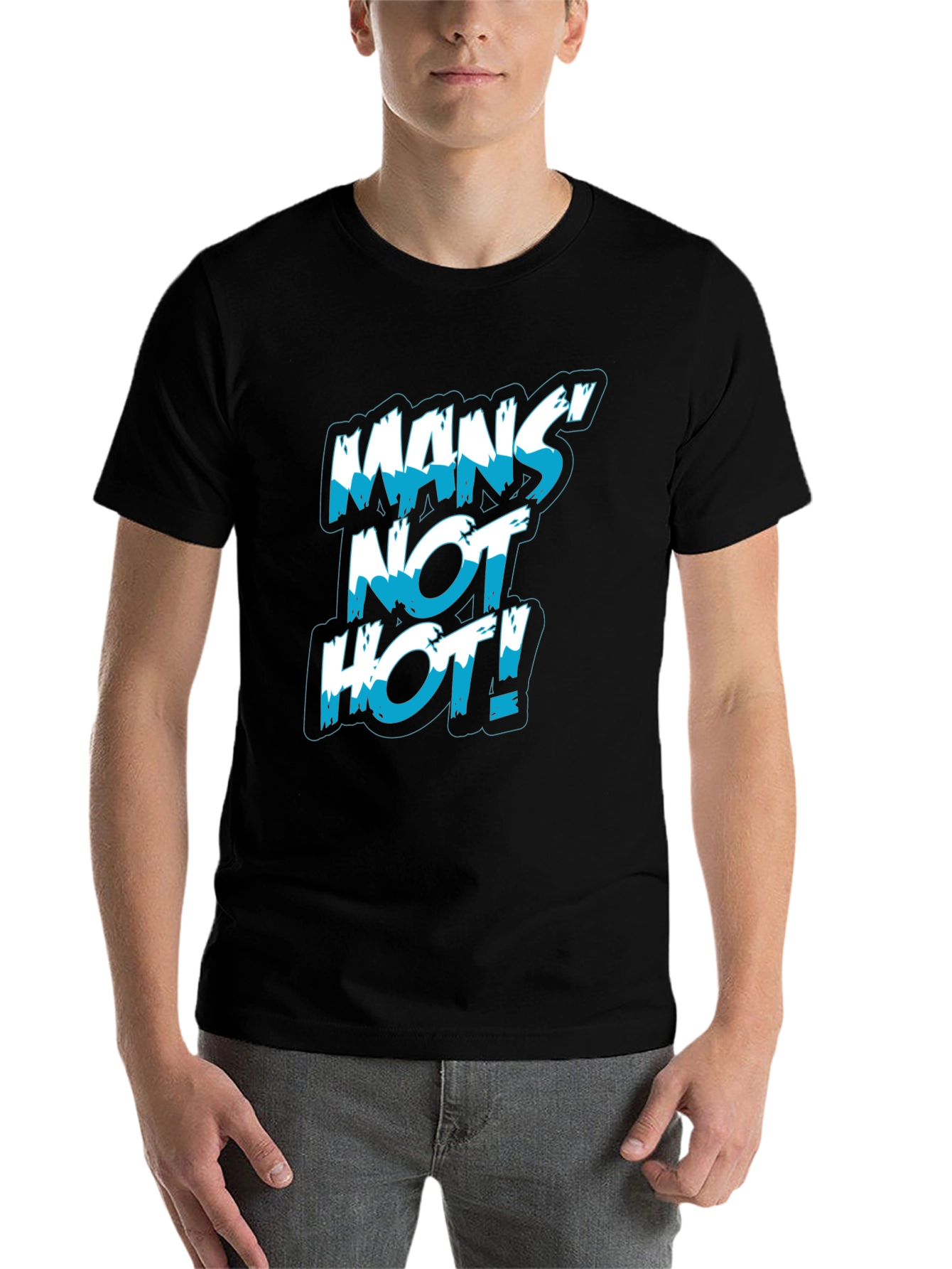 Black Mans Not Hot! Graphic Print Black T-Shirt view 7