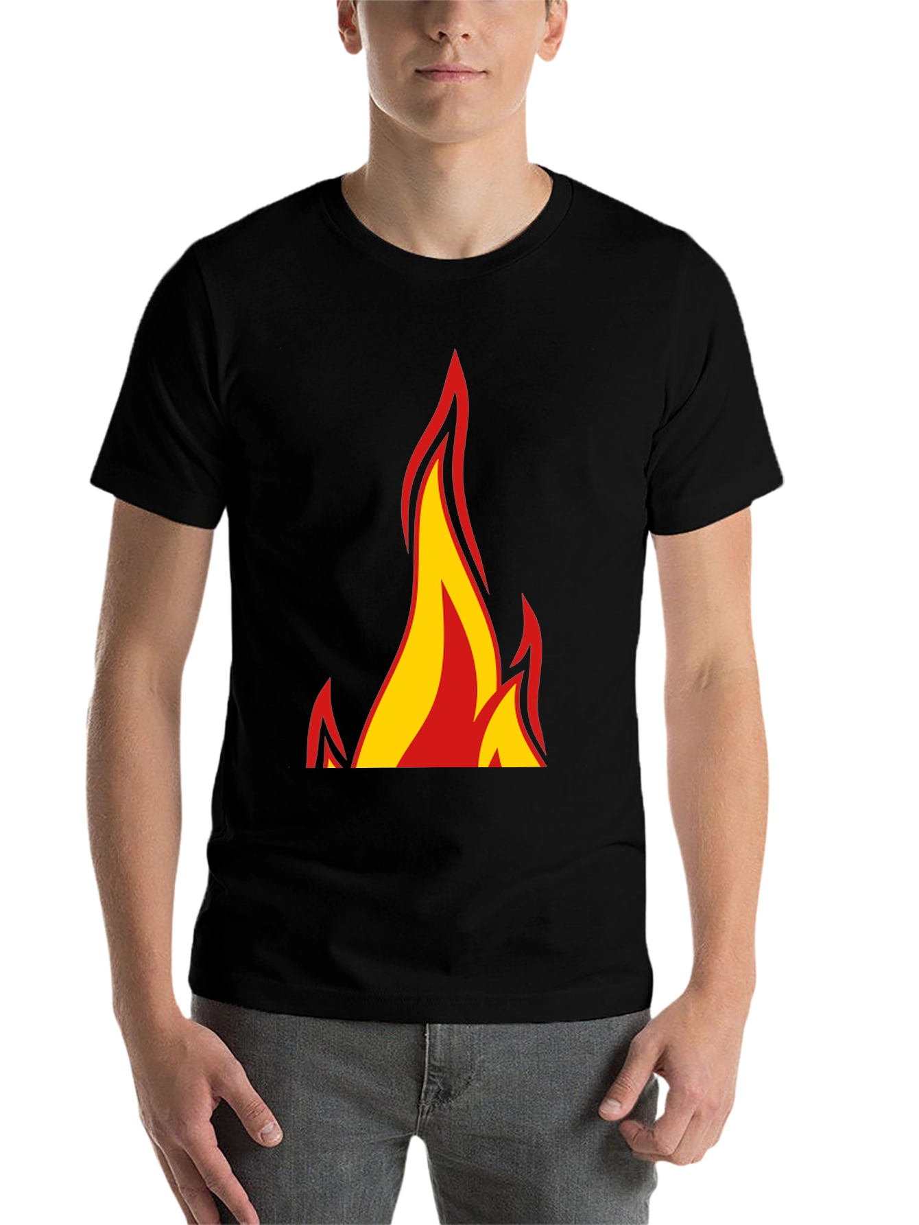 Black Bold Flame Graphic Black T-Shirt view 7