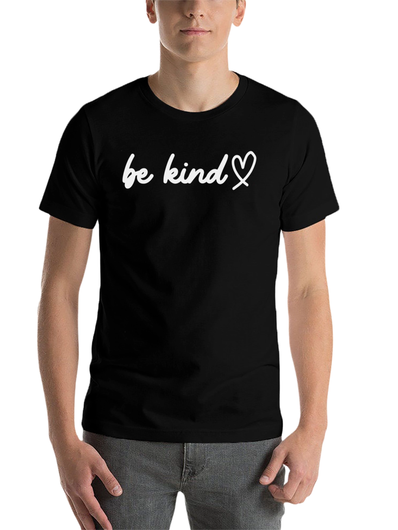 Black Be Kind Heart Graphic Tee - Unisex Soft Cotton view 7