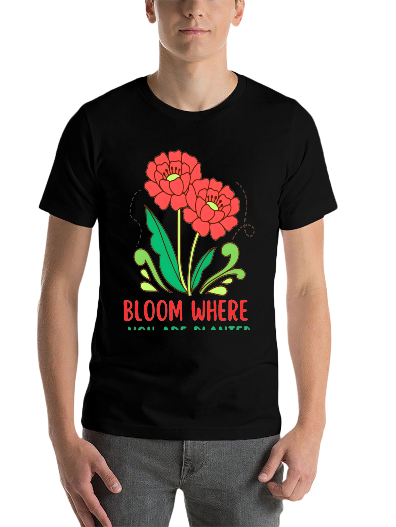 Black Bloom Where You Are Planted Graphic Tee view 7