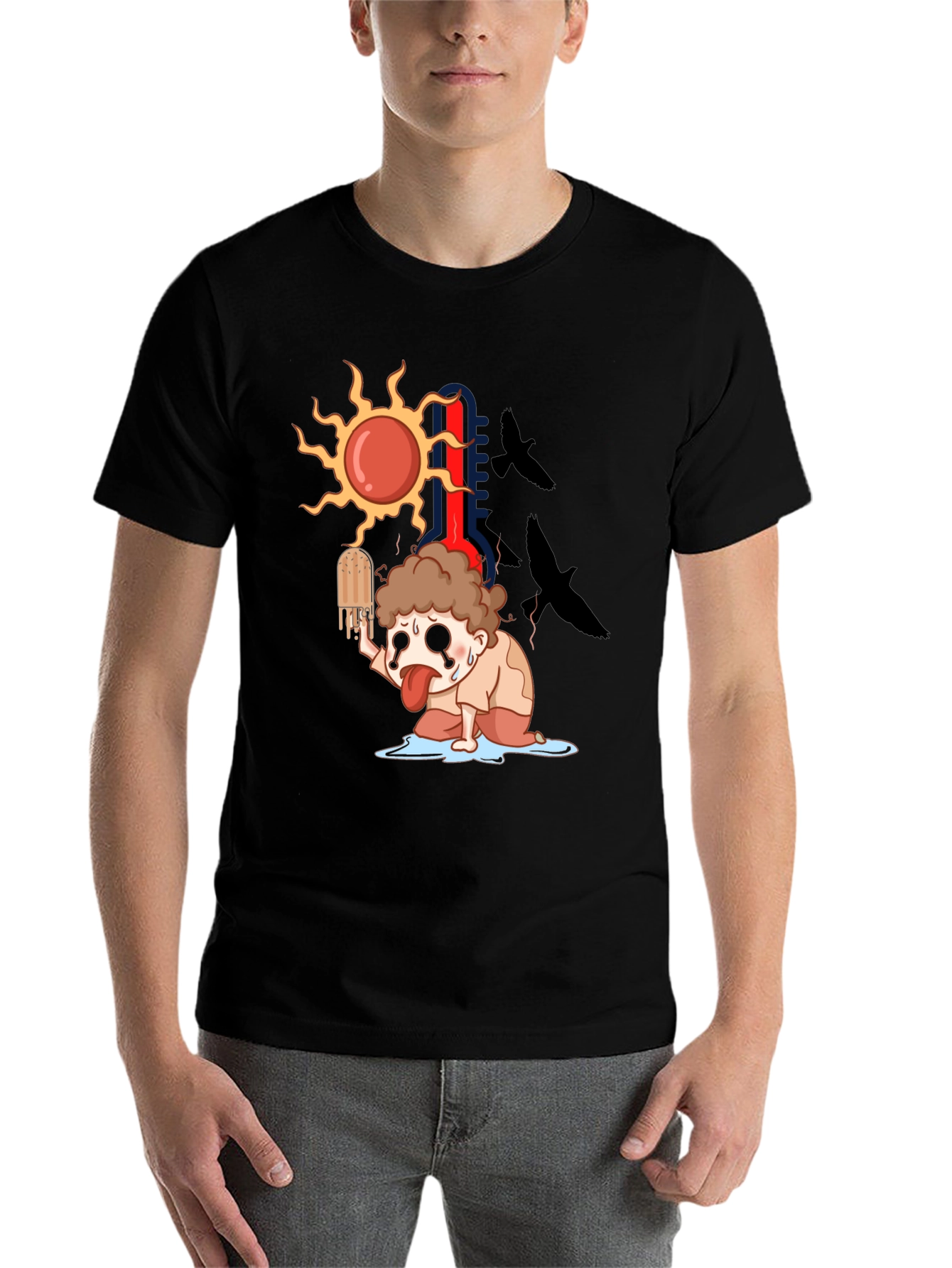 Black Cartoon Graphic Tee - Summer Heat T-Shirt view 7
