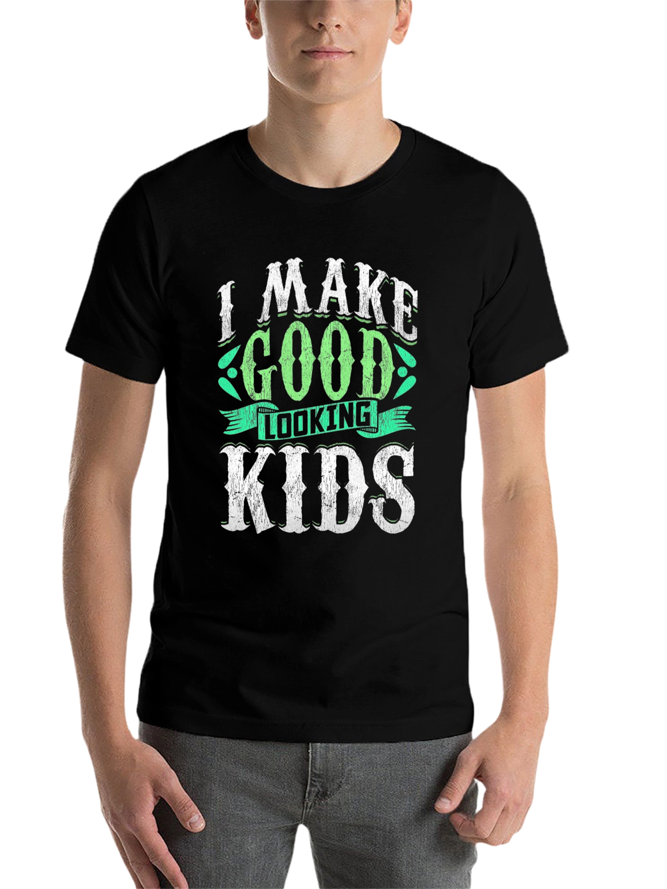 Black I Make Good Looking Kids T-Shirt view 7