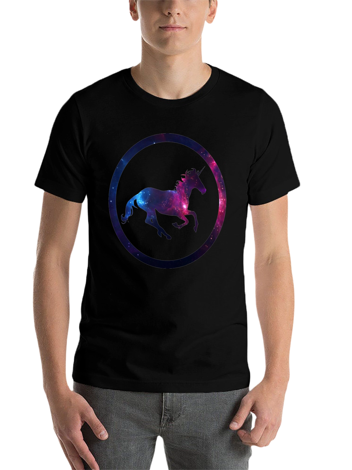 Black Unicorn Galaxy Graphic T-Shirt view 7