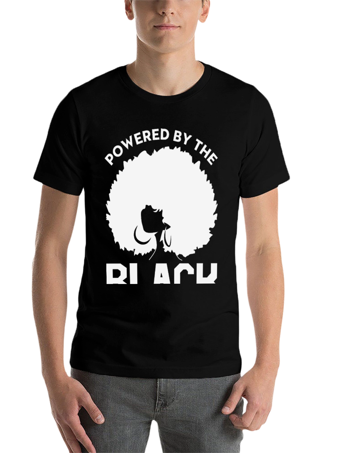 Black Powered By The Black T-Shirt - Afro Style view 7