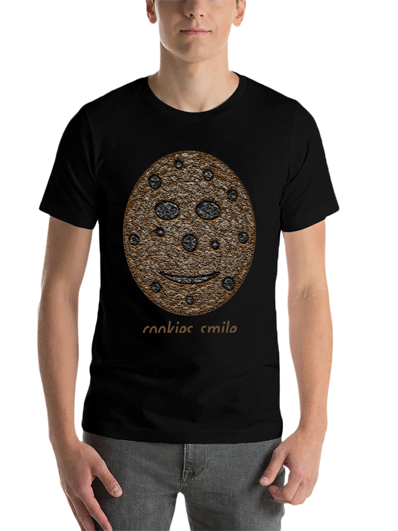 Black Cookie Smile Graphic Black T-Shirt view 7