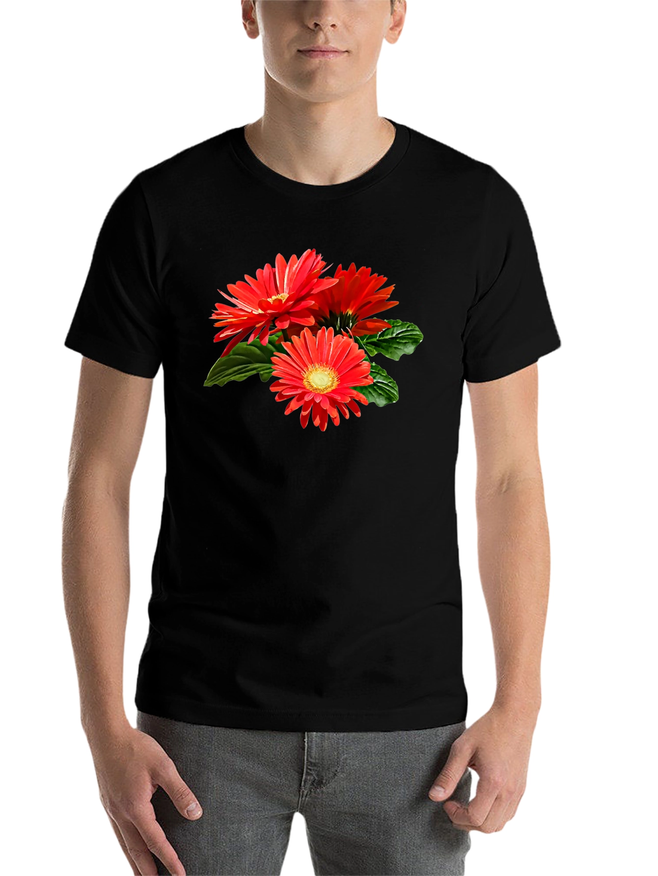 Black Floral Print T-Shirt - Stylish Graphic Tee view 7