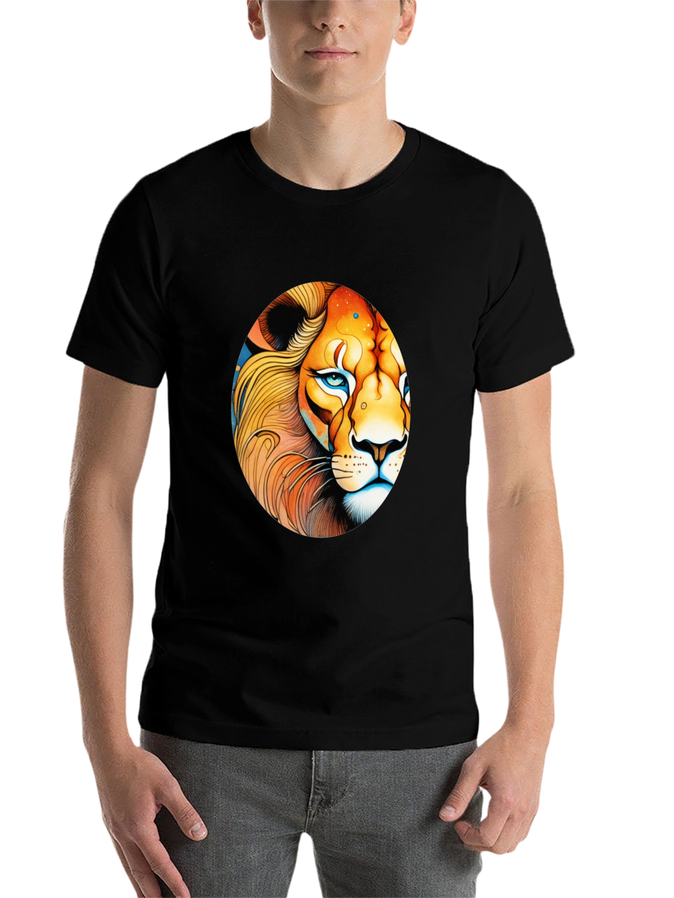 Black Lion Graphic Black T-Shirt view 7