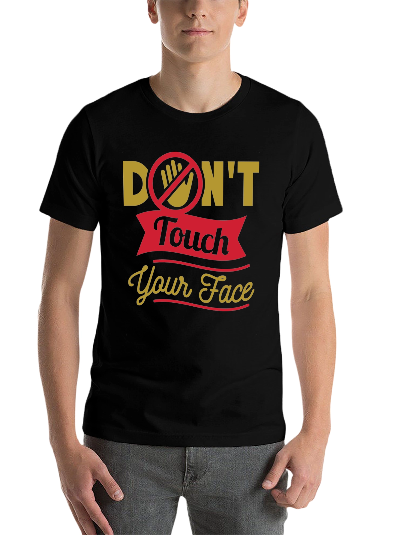 Black Don't Touch Your Face T-Shirt view 7