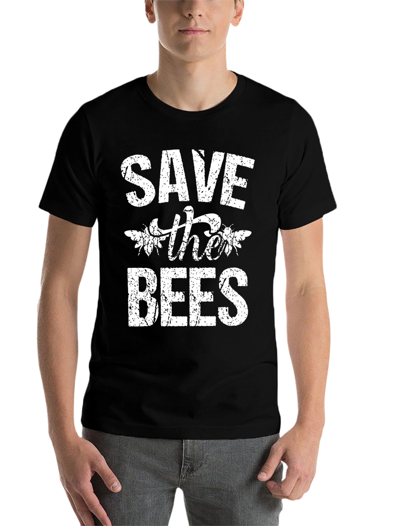Black Save the Bees Graphic Tee - Black Cotton view 7