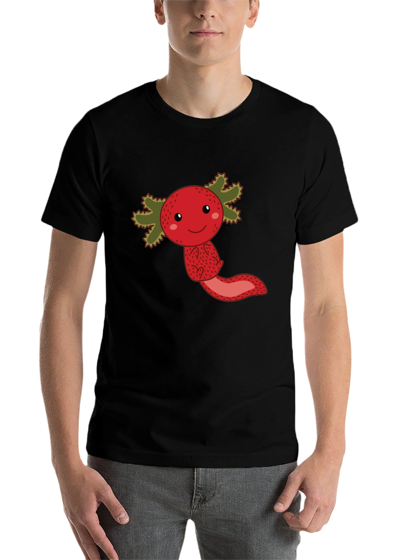 Black Strawberry Axolotl Graphic Tee - Unisex view 7
