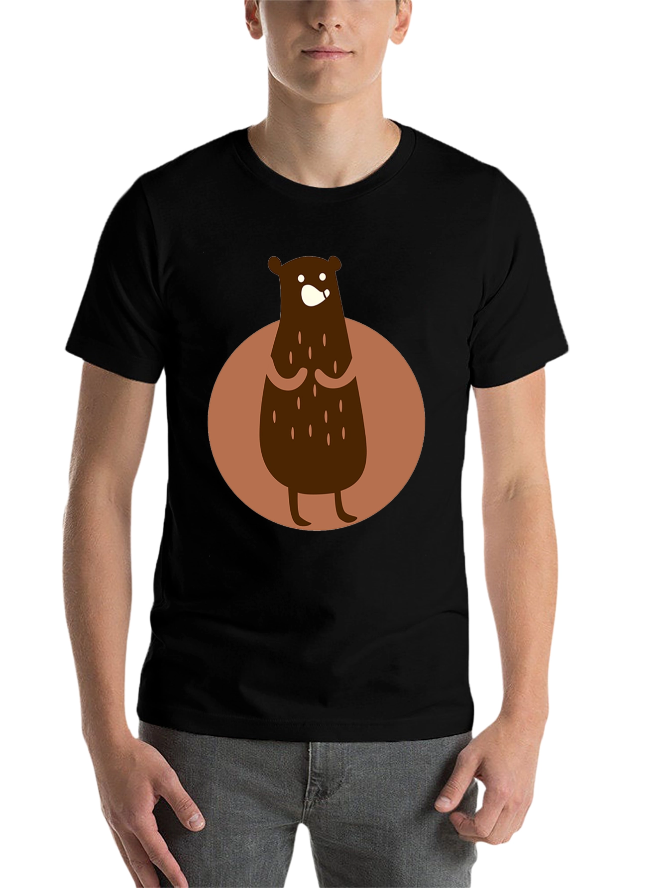 Black Bear Graphic Black T-Shirt - Cartoon Style view 7