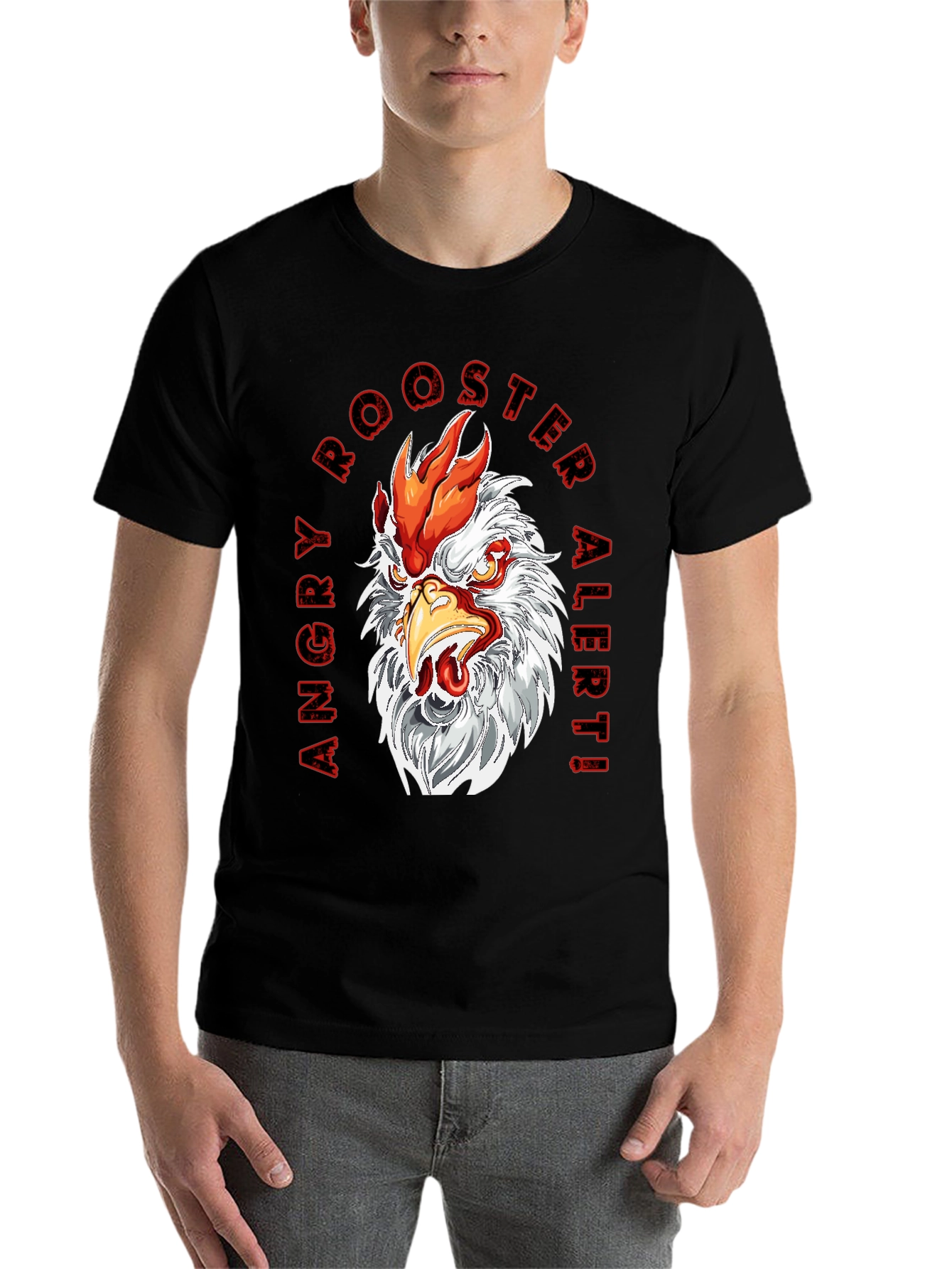 Black Angry Rooster Graphic Tee - Bold Design view 7