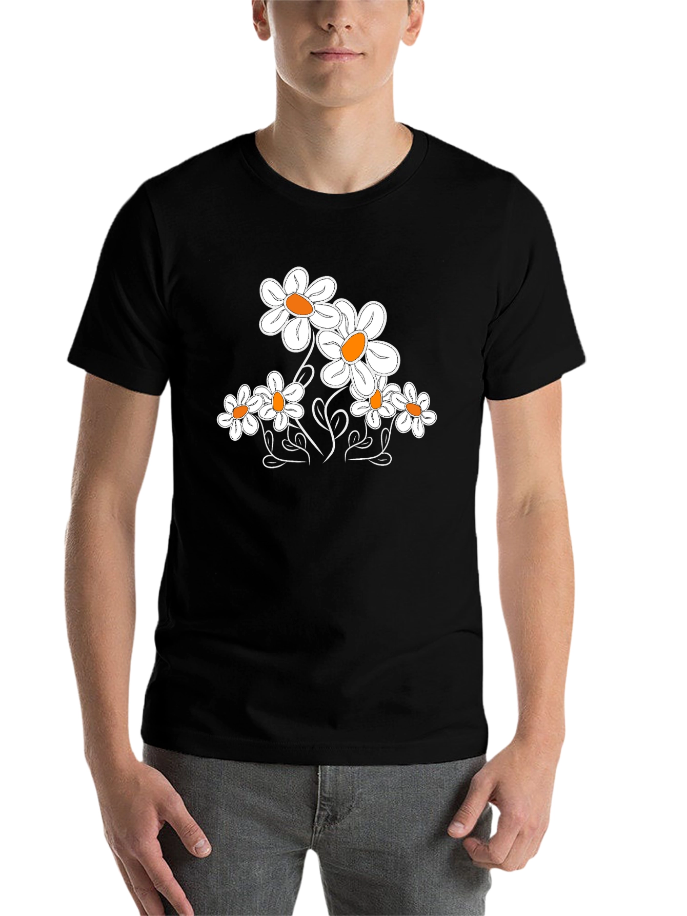 Black Daisy Graphic T-Shirt - Classic Black Tee view 7