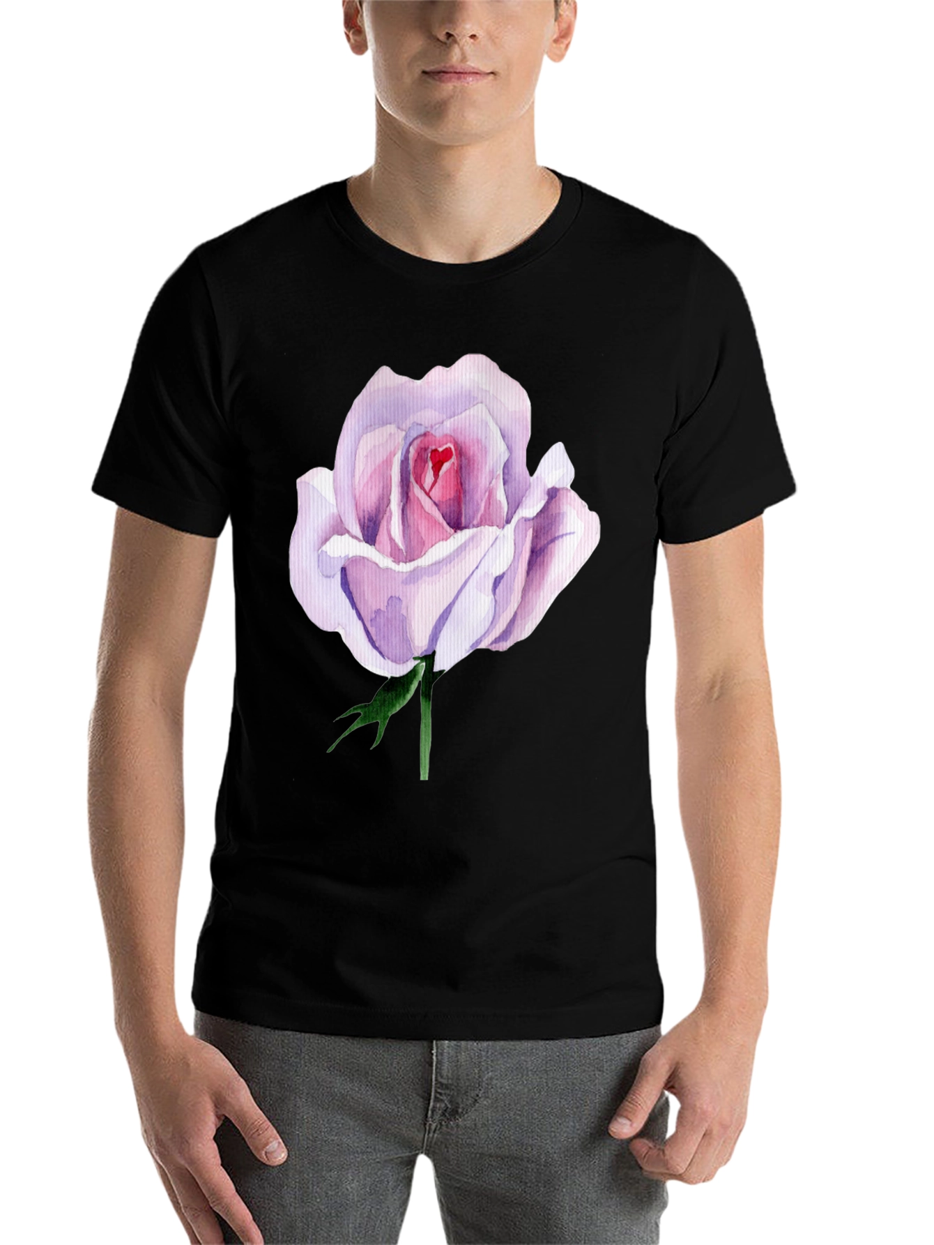 Elegant Rose Graphic Tee - Black - 7