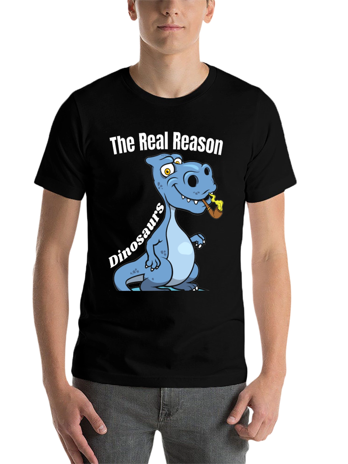 Black Funny Dinosaur T-Shirt - The Real Reason view 7