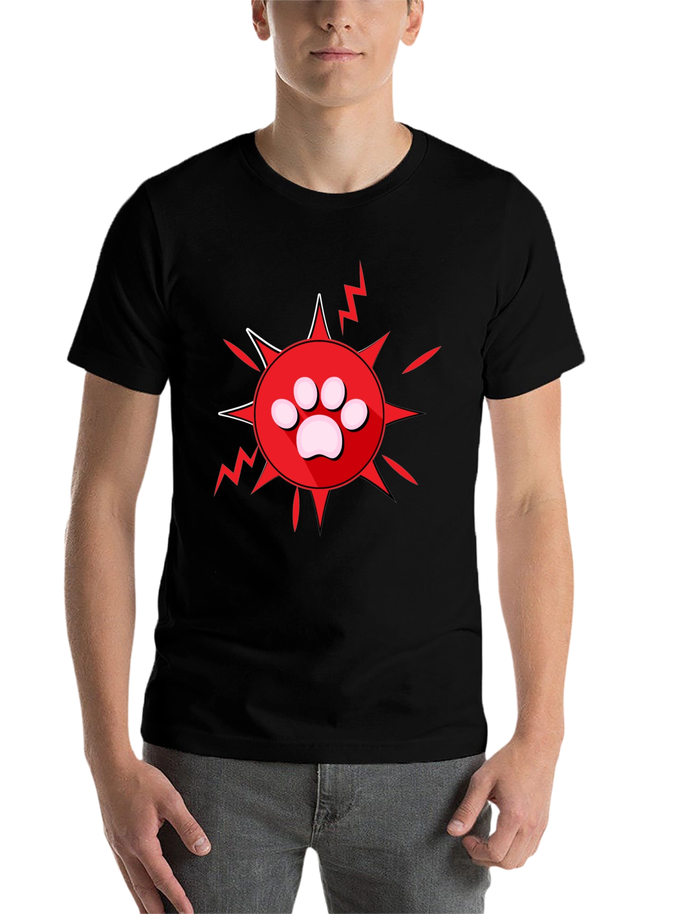 Black Paw Print Burst Graphic Tee - Black view 7