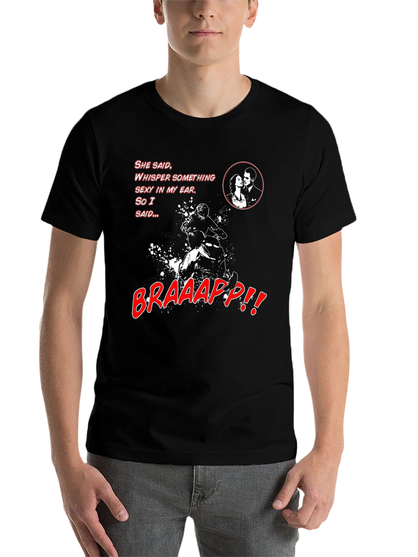 Black Funny Motorcycle T-Shirt - "Braaap" Humor Tee view 7