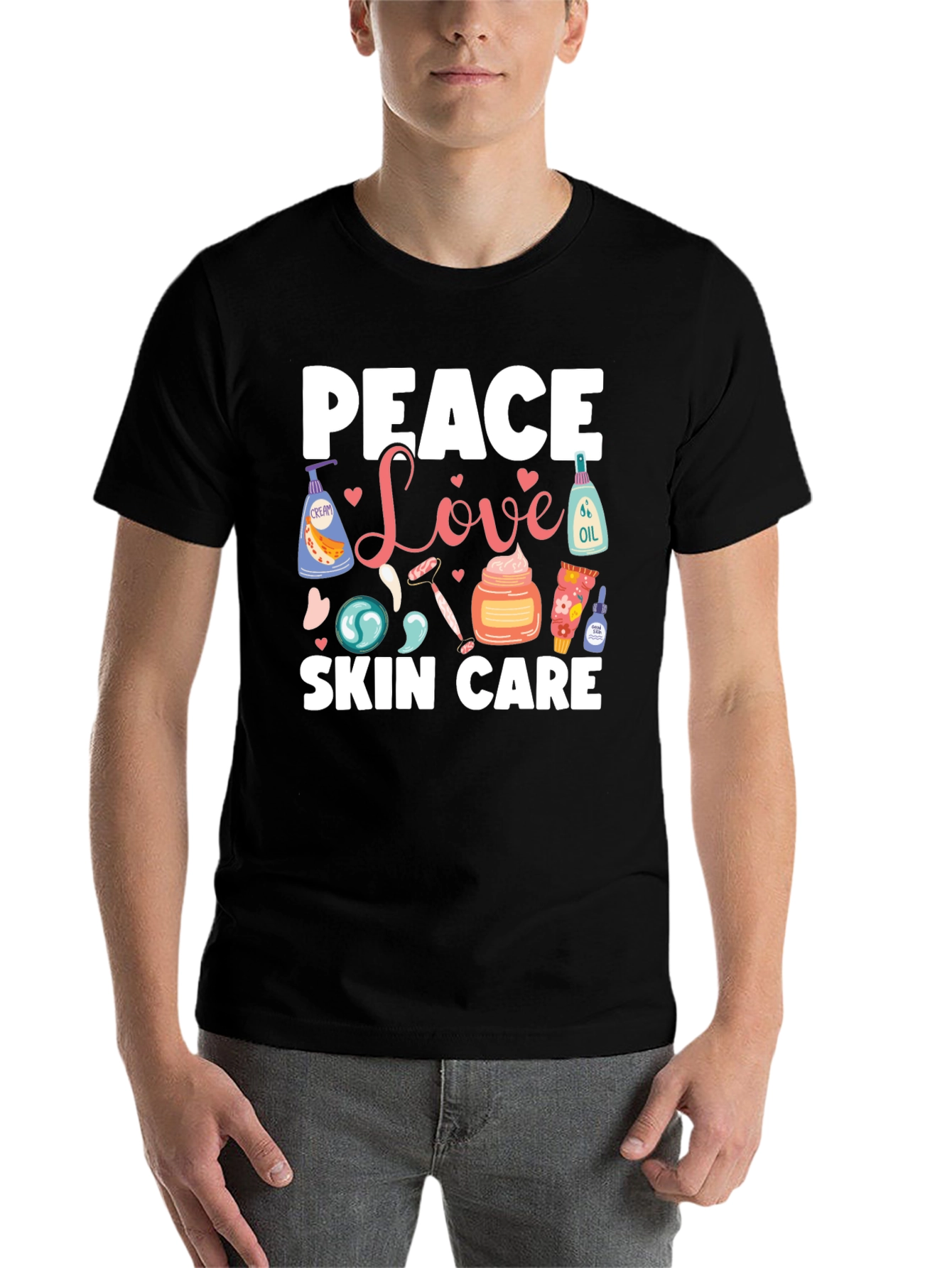 Black Peace Love Skin Care Black T-Shirt view 7