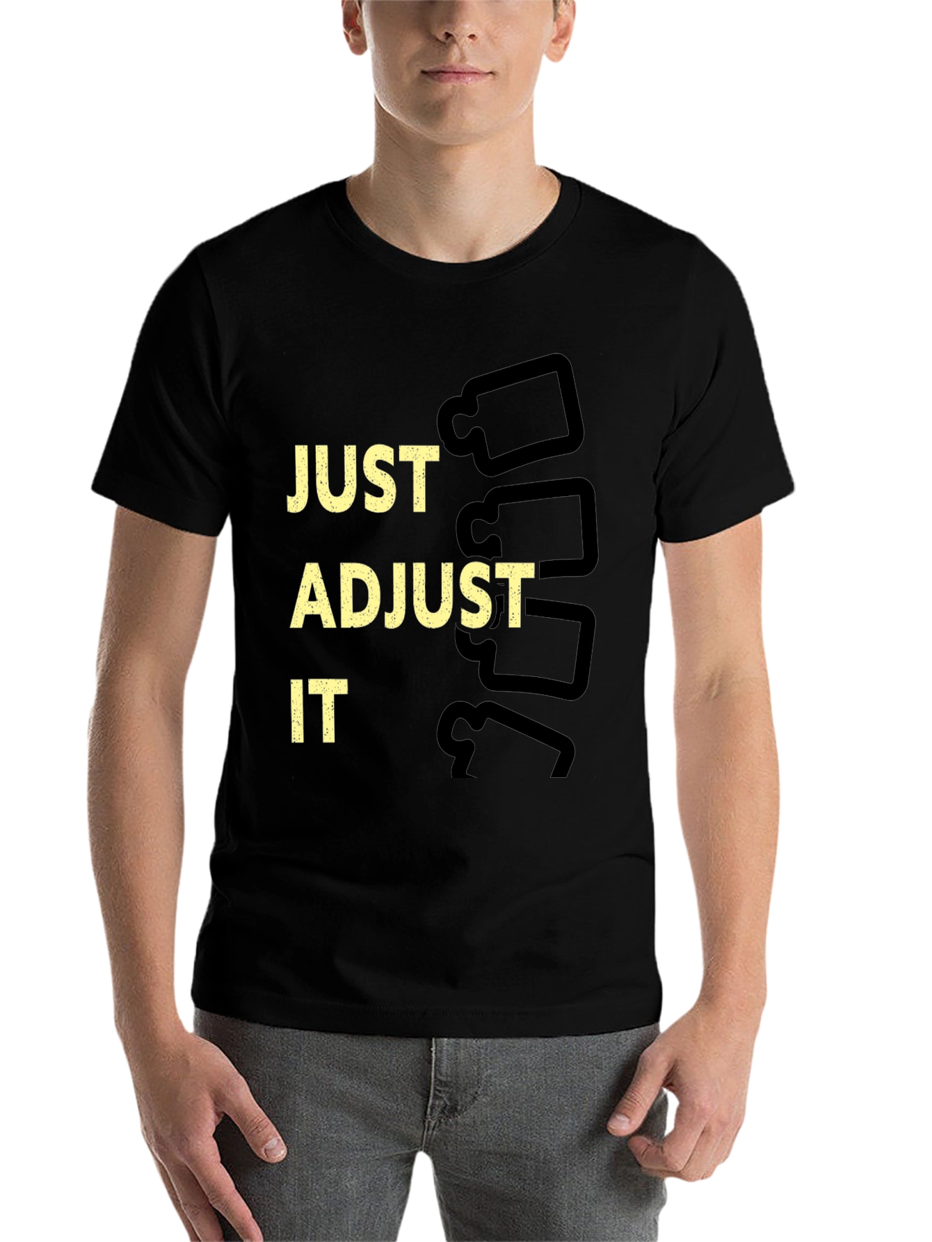 Black Just Adjust It Chiropractic T-Shirt view 7