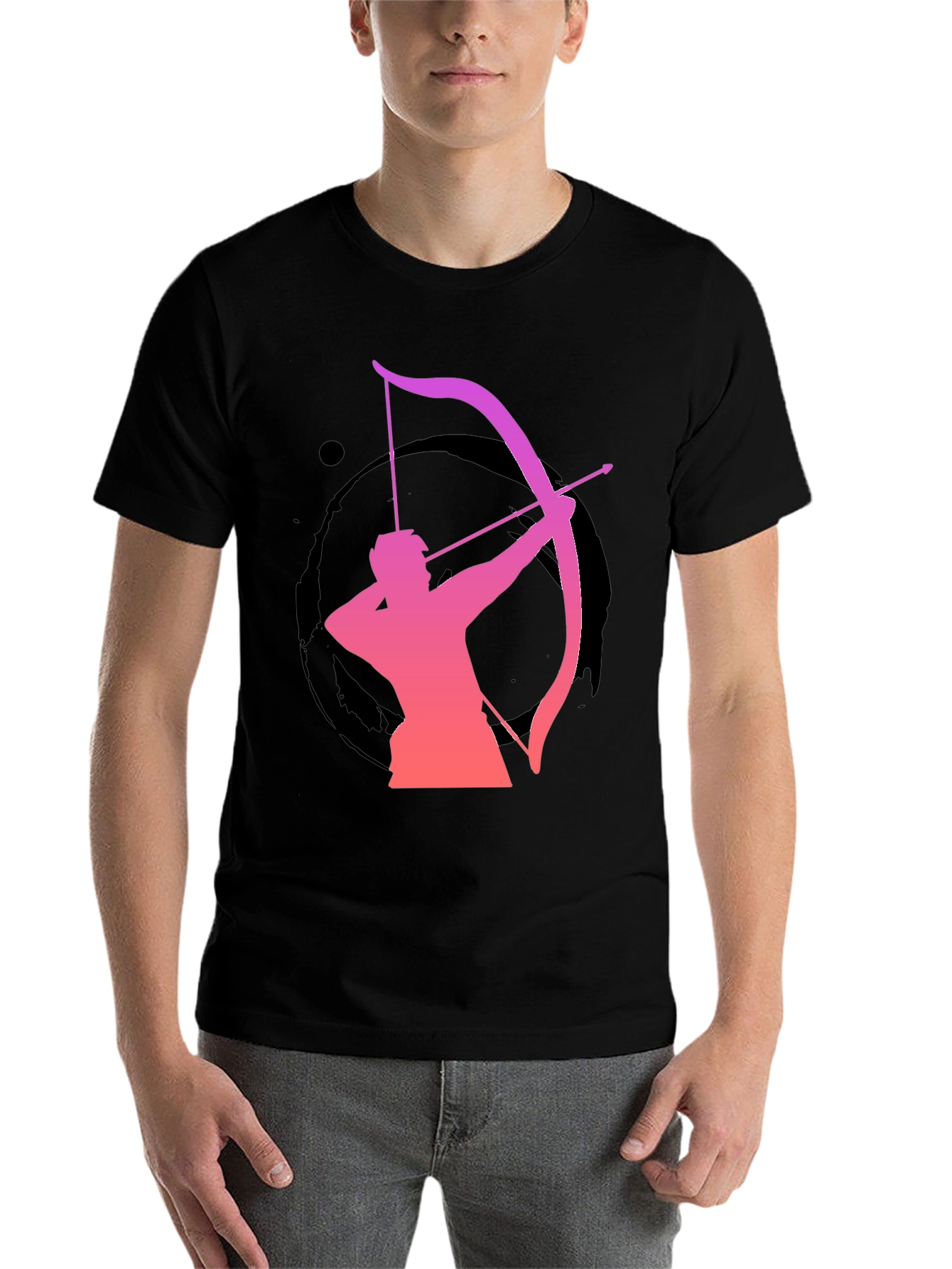 Black Archery Silhouette Graphic T-Shirt - Black view 7