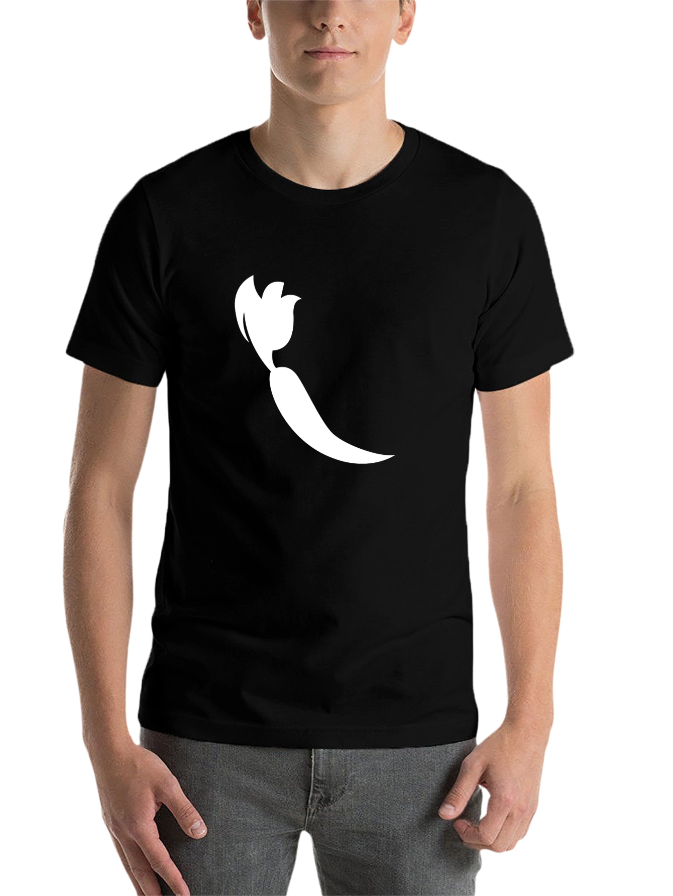 Black Chili Pepper Graphic Tee - Bold Black Cotton T-Shirt view 7