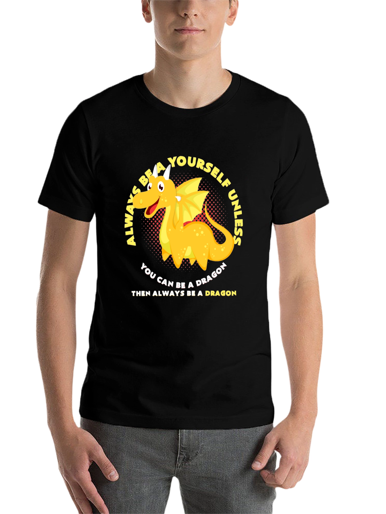 Black Be a Dragon T-Shirt: Unique Graphic Tee for Dragon Lovers view 7