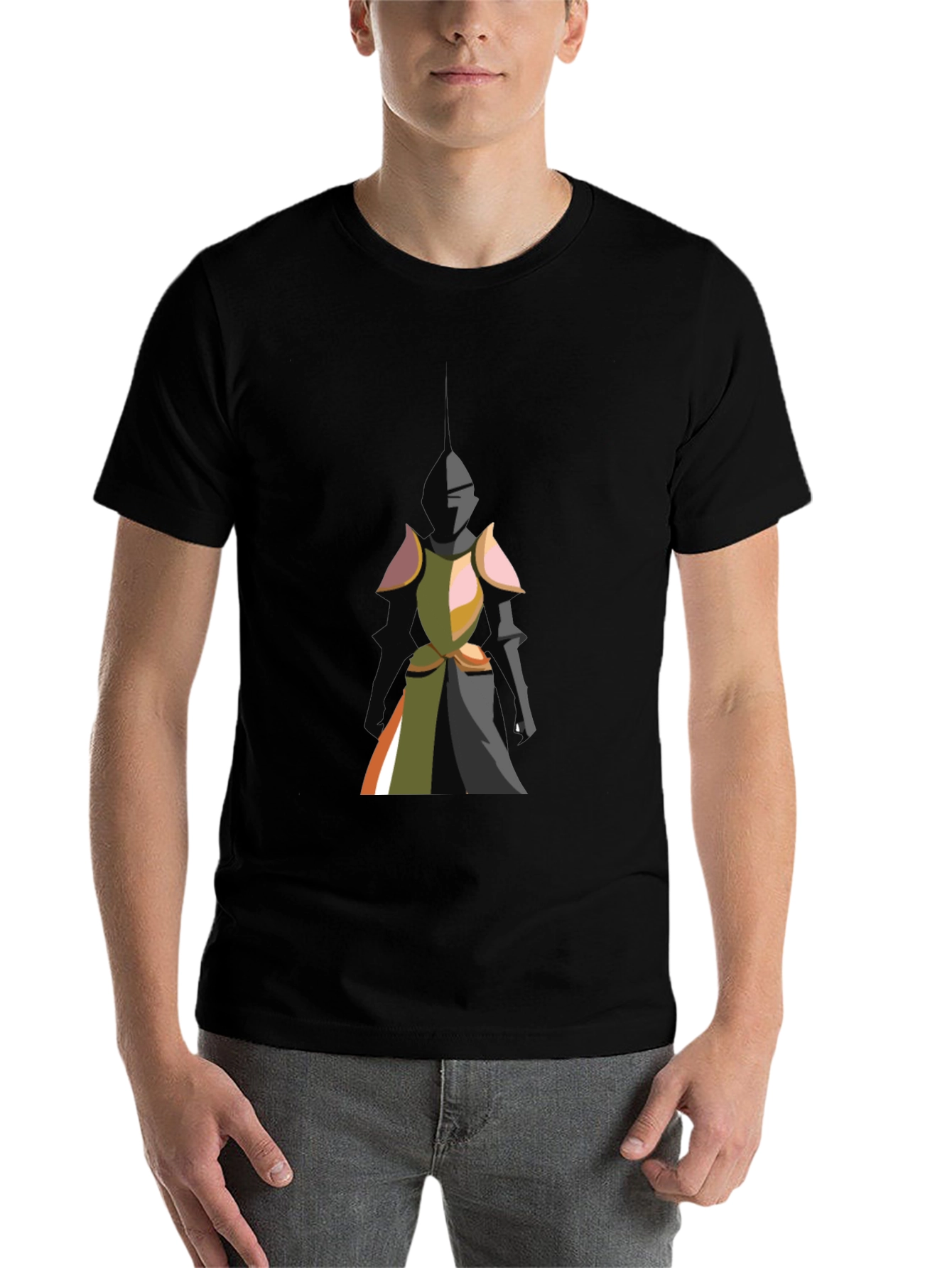 Black Knight Graphic Tee - Bold Black Cotton T-Shirt view 7