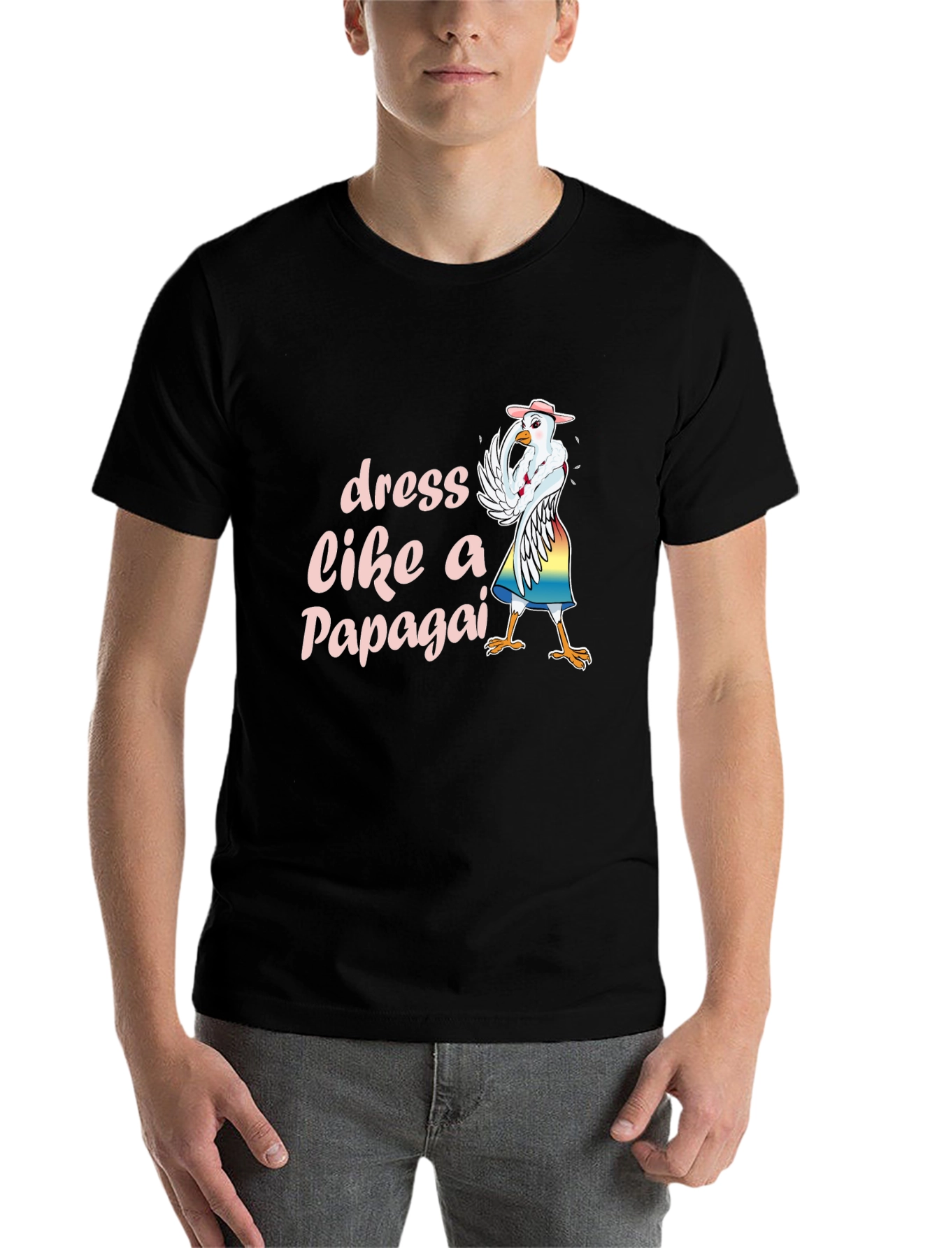Black Dress Like a Papagai T-Shirt Funny Chicken Tee view 7