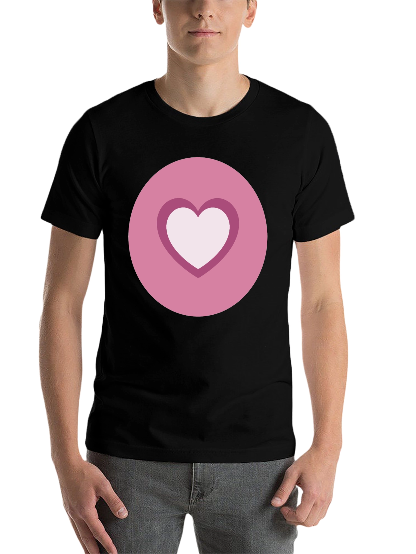 Black Heart Circle Graphic Tee - Casual Black Shirt view 7