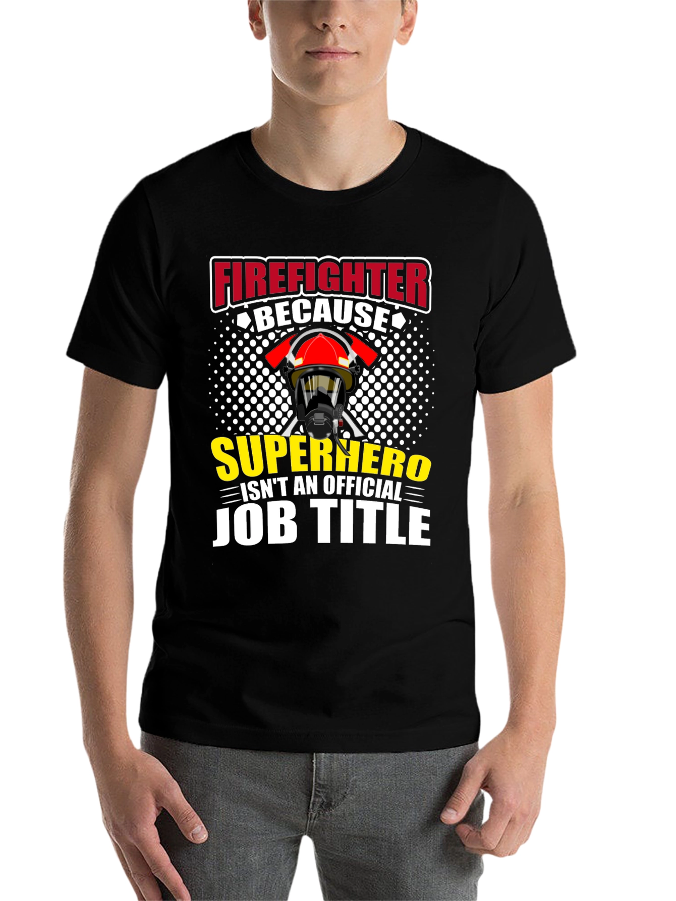 Black Firefighter Superhero Job Title Graphic T-Shirt view 7