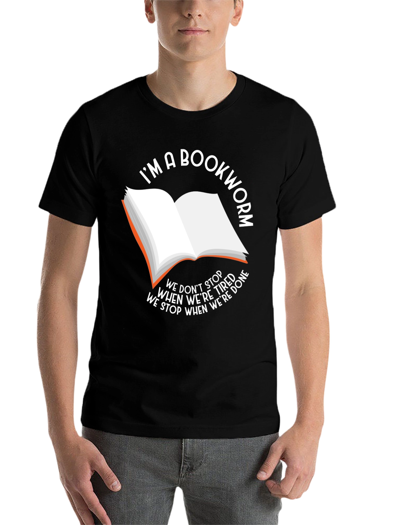 Black Bookworm T-Shirt - We Stop When We're Done view 7
