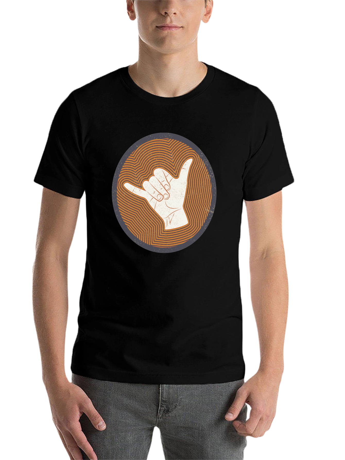 Black Shaka Hand Sign Graphic Tee - Casual Comfort view 7