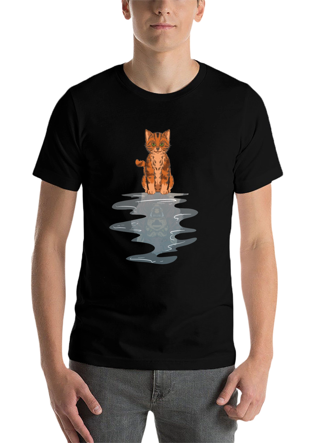Black Cat Reflection Graphic Tee view 7