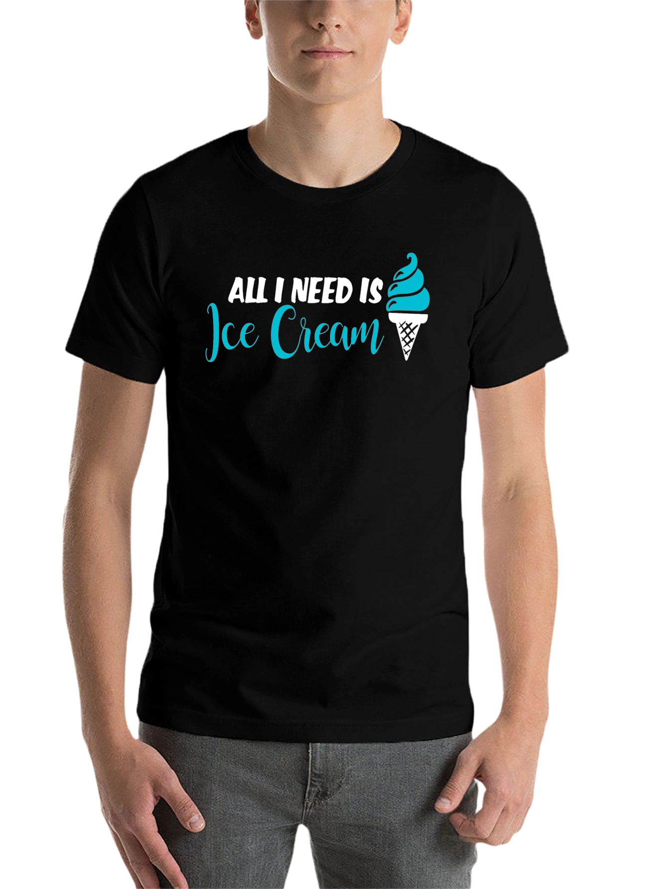 Black All I Need Is Ice Cream T-Shirt - Unisex view 7