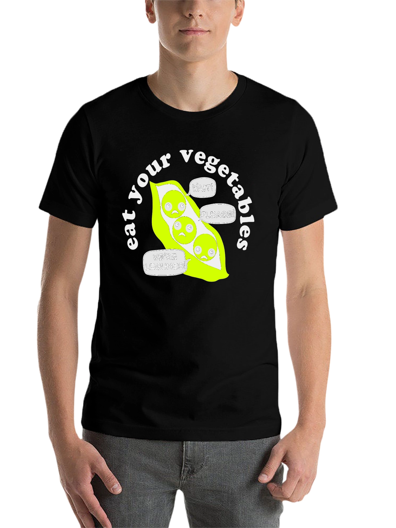 Black Eat Your Vegetables Funny Graphic T-Shirt view 7