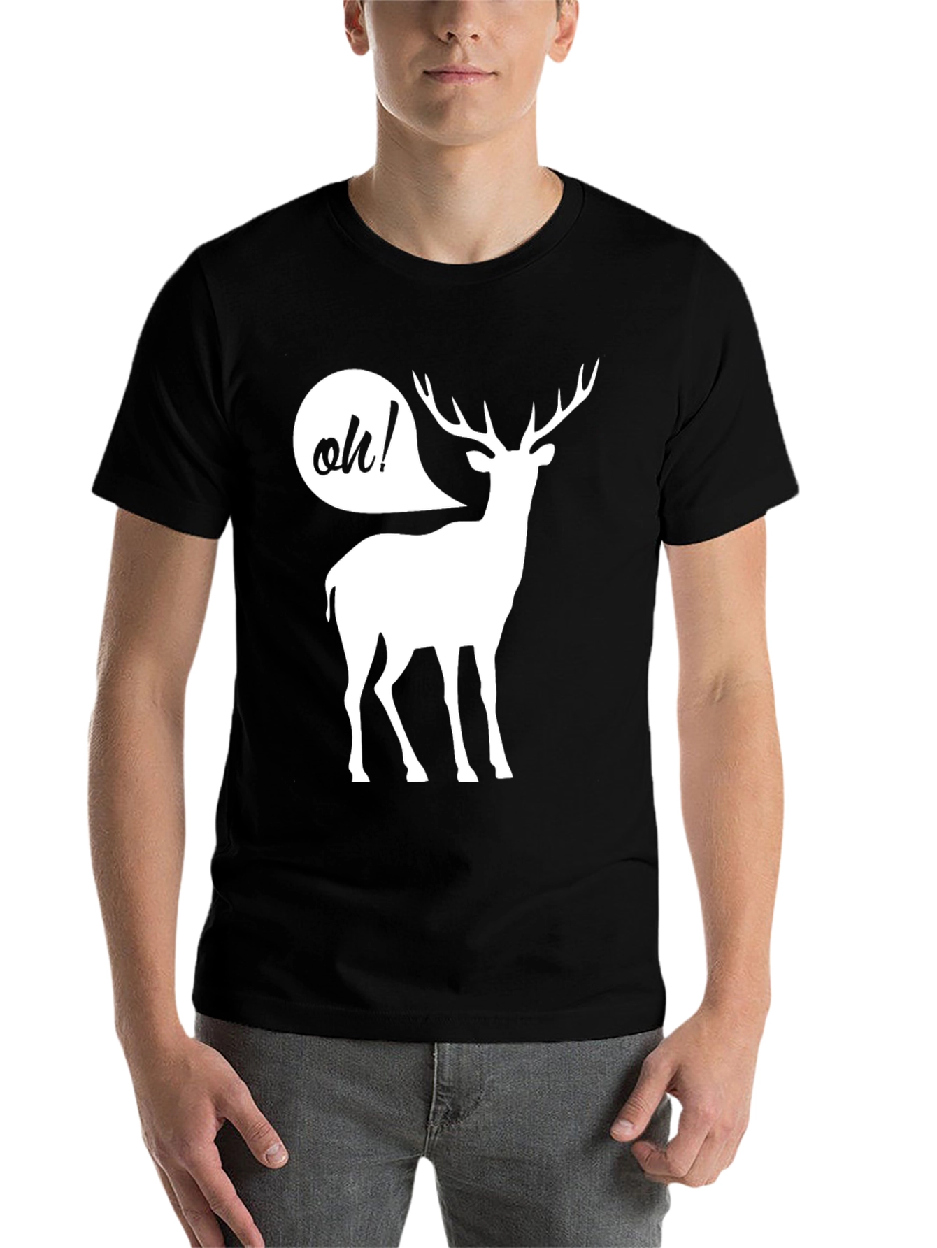 Black Oh Deer! Funny Graphic T-Shirt view 7