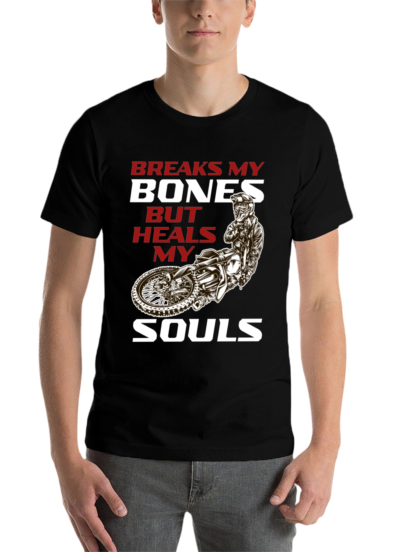 Black Breaks My Bones Heals My Soul Motocross T-Shirt view 7