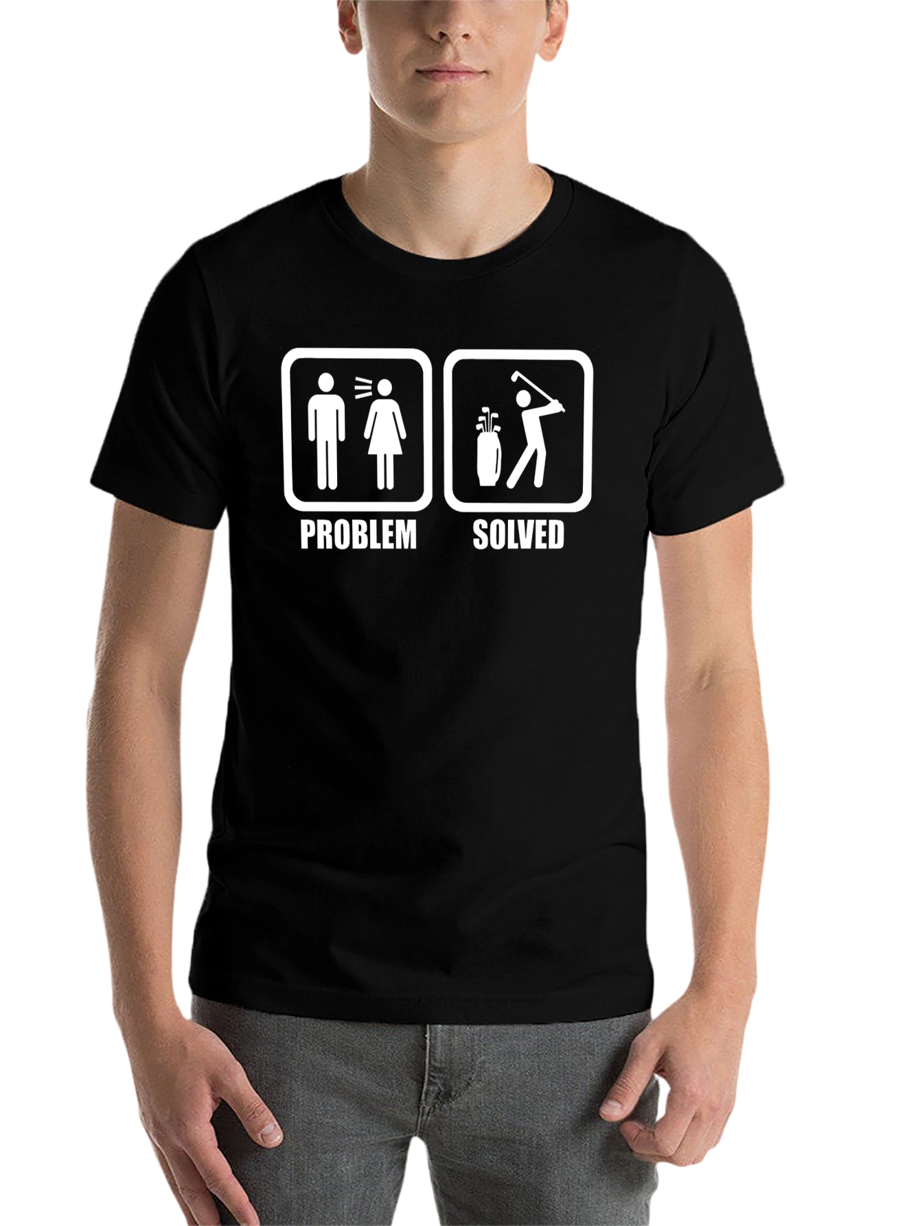 Black Problem Solved Funny Golf T-Shirt view 7