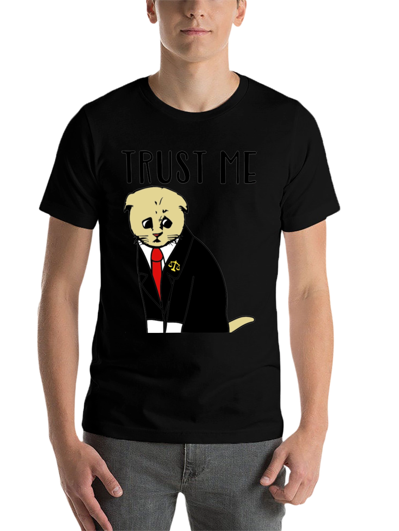 Black Trust Me Lawyer Cat T-Shirt - Funny Cute Attorney Kitten Tee view 7