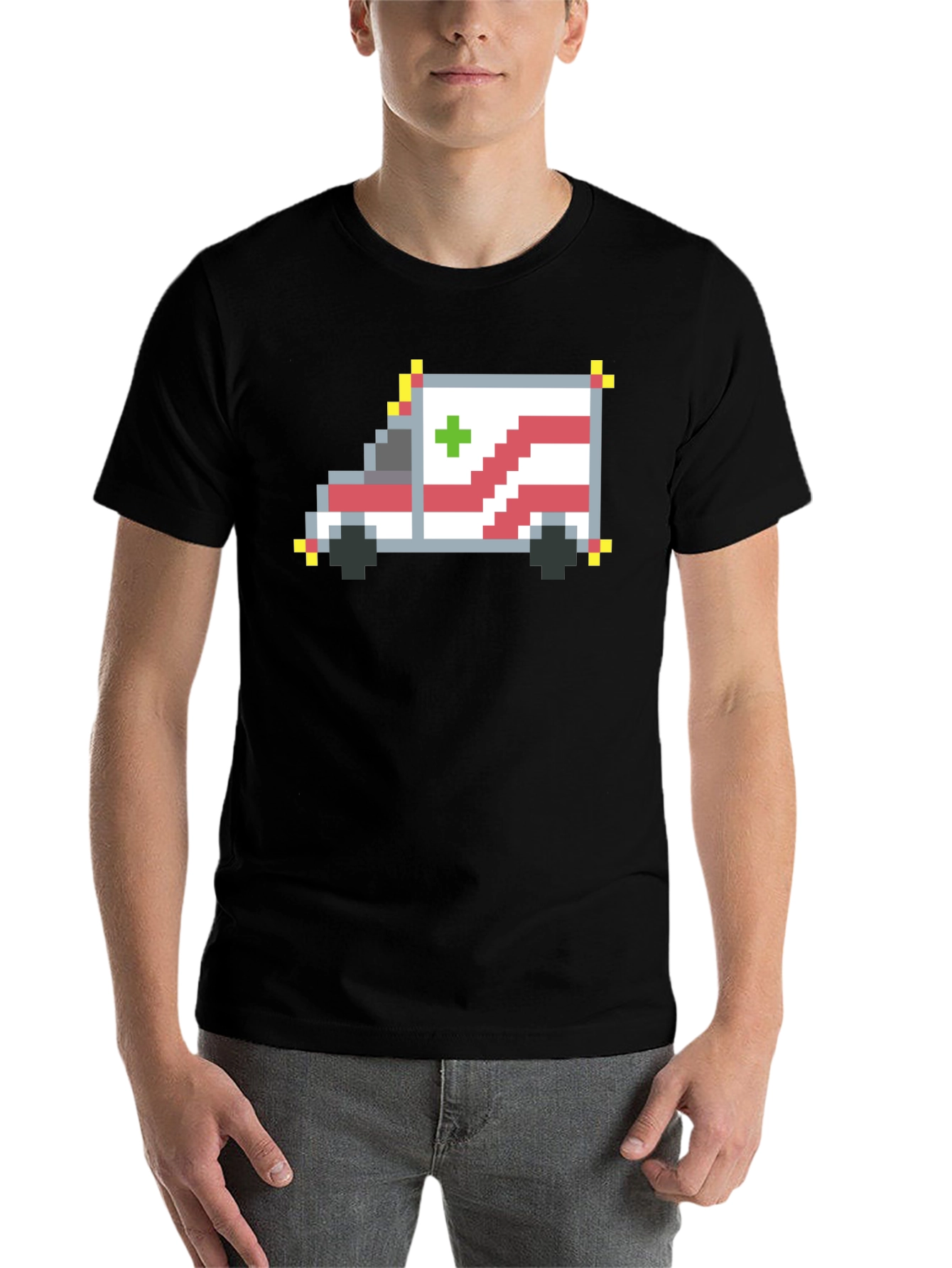 Black Pixel Ambulance Graphic T-Shirt view 7