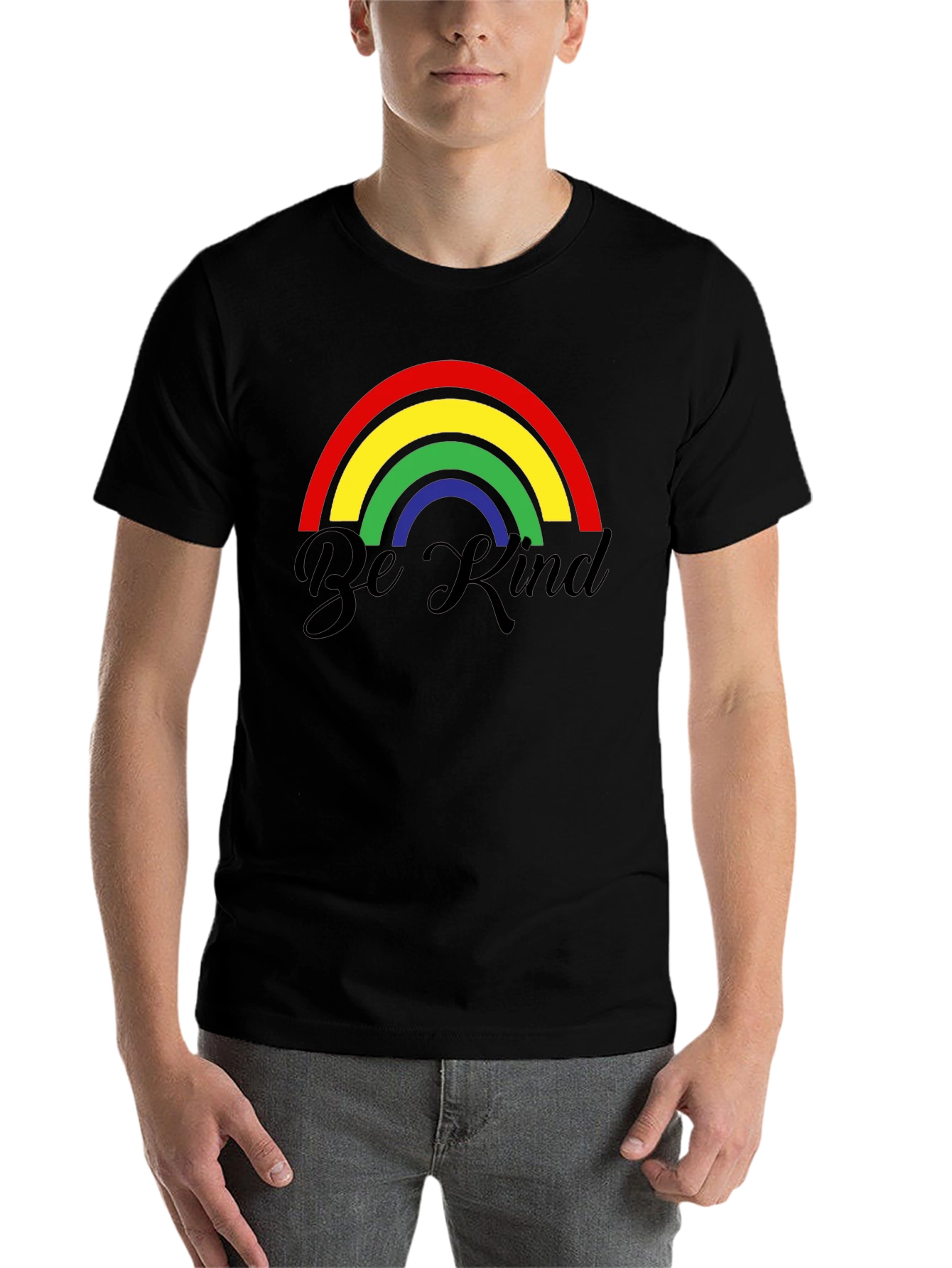 Black Be Kind Rainbow Graphic T-Shirt - Black view 7