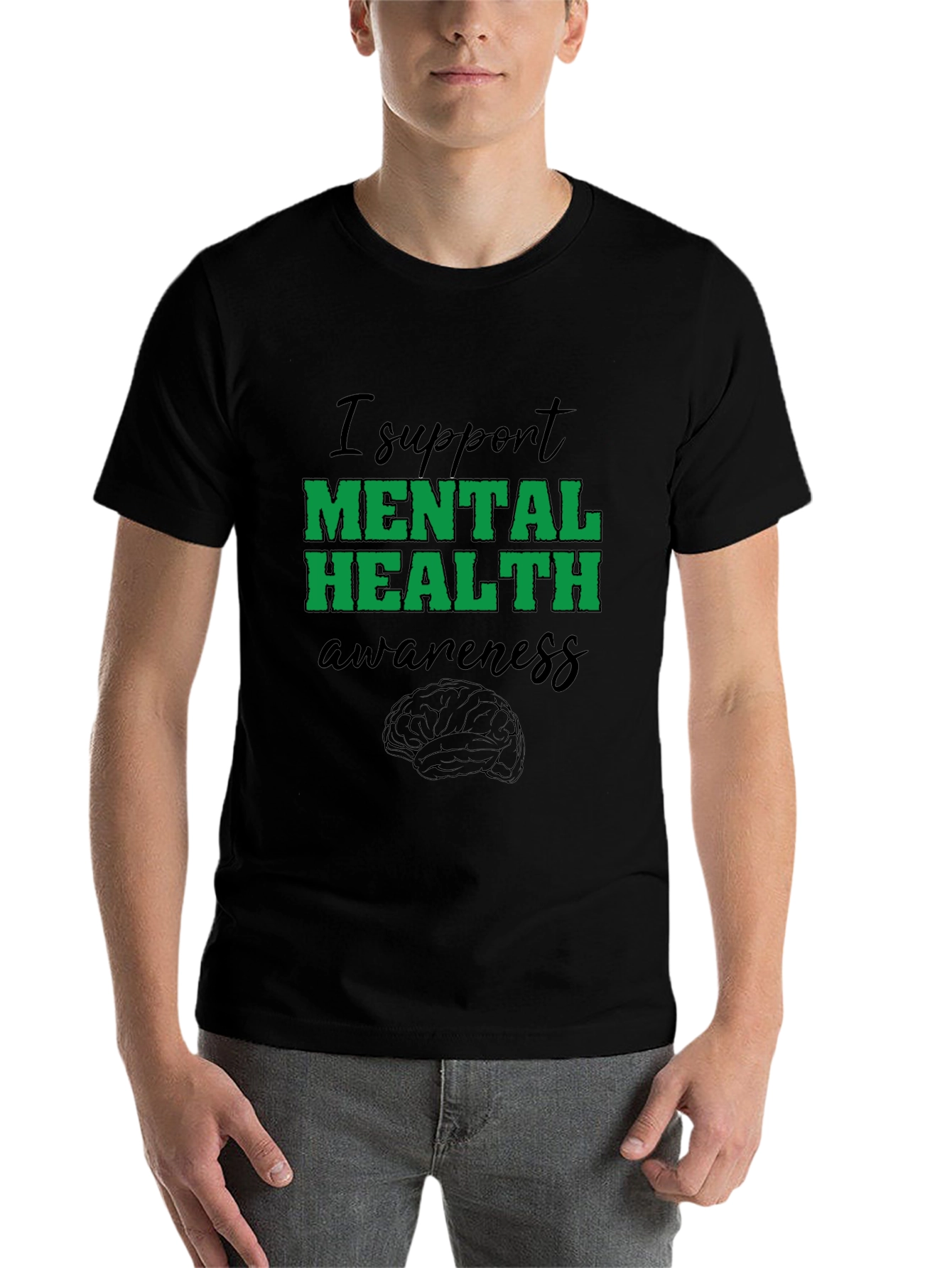 Black Mental Health Awareness Support T-Shirt view 7